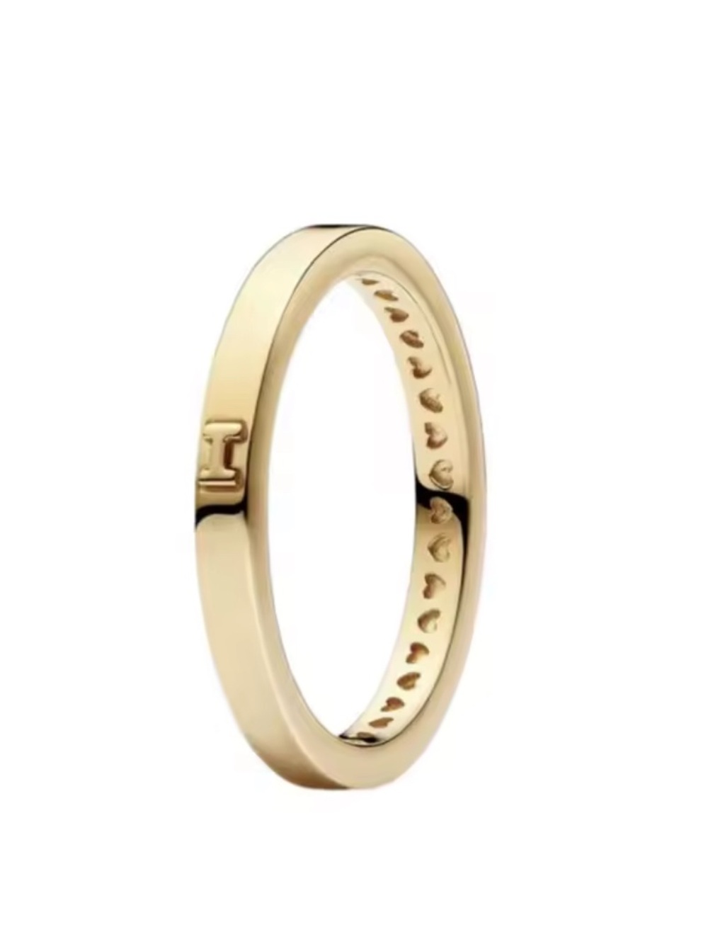 New 925 Sterling Silver Gold Stackable Heart-Detail Band Minimalist Ring Hermes